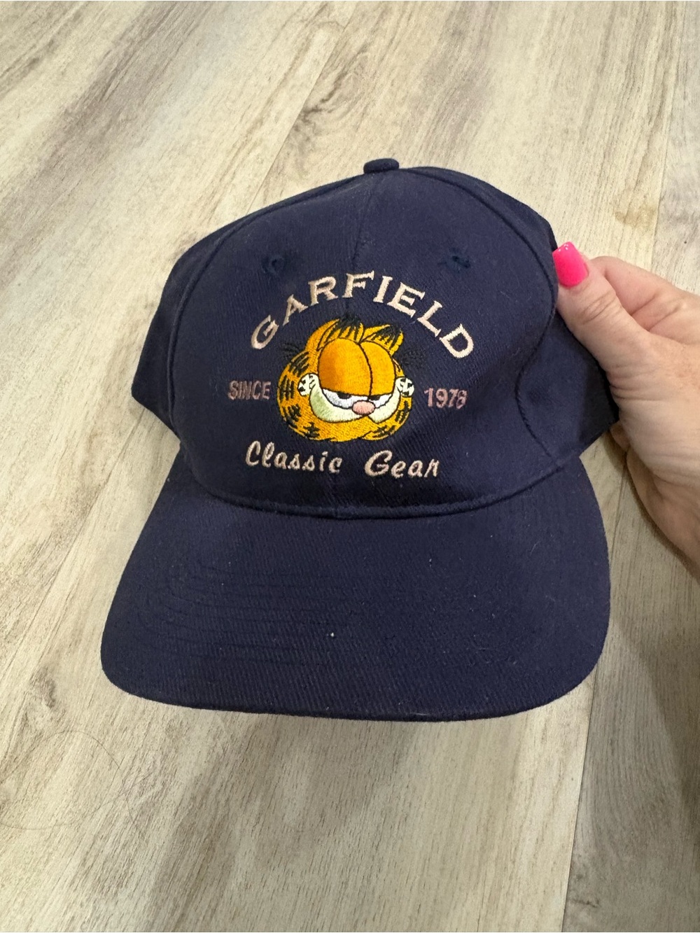 Vintage Navy Blue Garfield Classic Gear Baseball Cap NWT